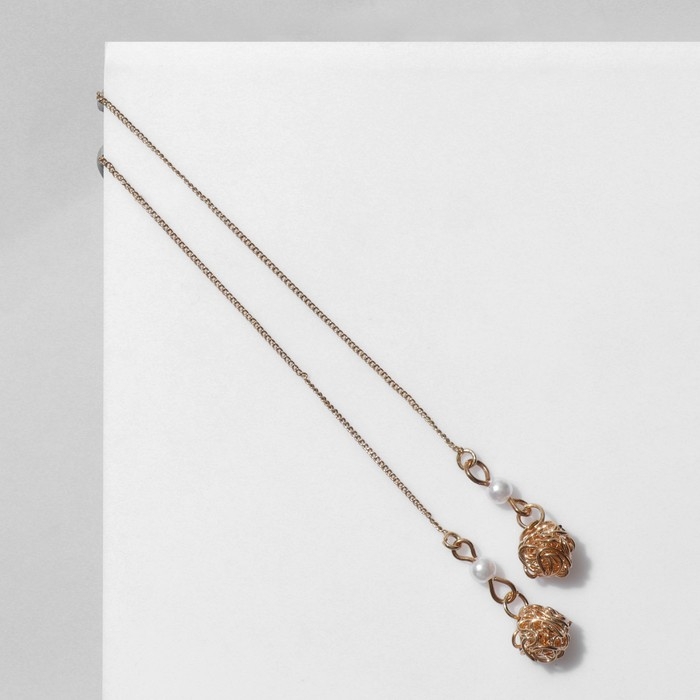 Серьги с жемчугом «Цепочки» шарик переплетение, цвет МИКС Серьги с жемчугом «Цепочки» шарик переплетение, цвет МИКС