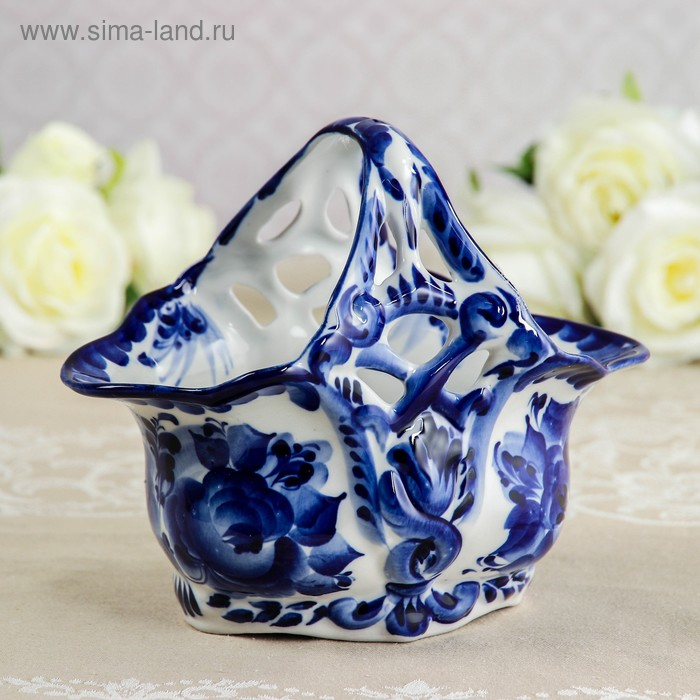 Конфетница «Весна», 21×13×18 см, гжель