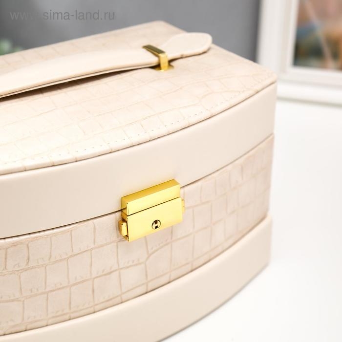 Шкатулка кожзам для украшений  Шкатулка кожзам для украшений "Сливки. Глянец и питон" 13х21,5х15 см