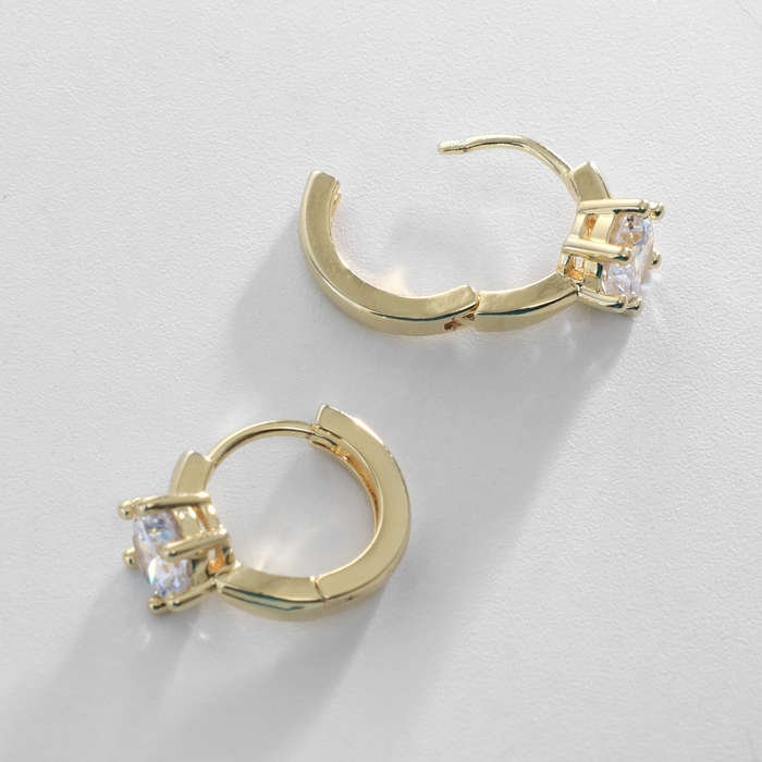 Серьги-кольца XUPING дежавю, цвет белый в золоте, d=1,3 см Серьги-кольца XUPING дежавю, цвет белый в золоте, d=1,3 см