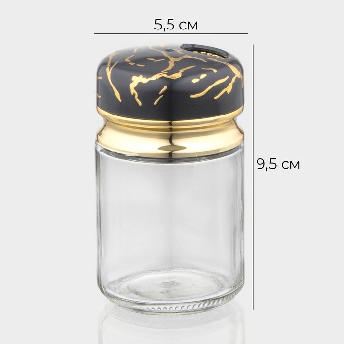 Солонка стеклянная Magistro «Чёрный мрамор», 150 мл, 5,5×9,5 см Солонка стеклянная Magistro «Чёрный мрамор», 150 мл, 5,5×9,5 см