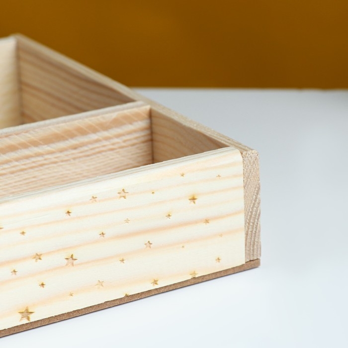 Кашпо деревянное, 27.5×20×4.5 см  Кашпо деревянное, 27.5×20×4.5 см "Be happy", 2 отдела, гравировка