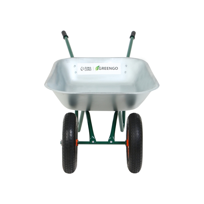 Тачка садовая, 2 пневмоколеса, груз/п 180 кг, объём 65 л, оцинкованный кузов 0,6 мм, Greengo Тачка садовая, 2 пневмоколеса, груз/п 180 кг, объём 65 л, оцинкованный кузов 0,6 мм, Greengo