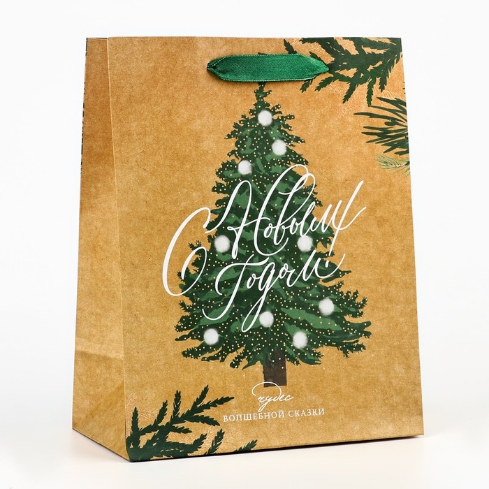 Пакет подарочный новогодний крафтовый вертикальный «Winter», MS 18 х 23 х 10 см, Новый год Пакет подарочный новогодний крафтовый вертикальный «Winter», MS 18 х 23 х 10 см, Новый год