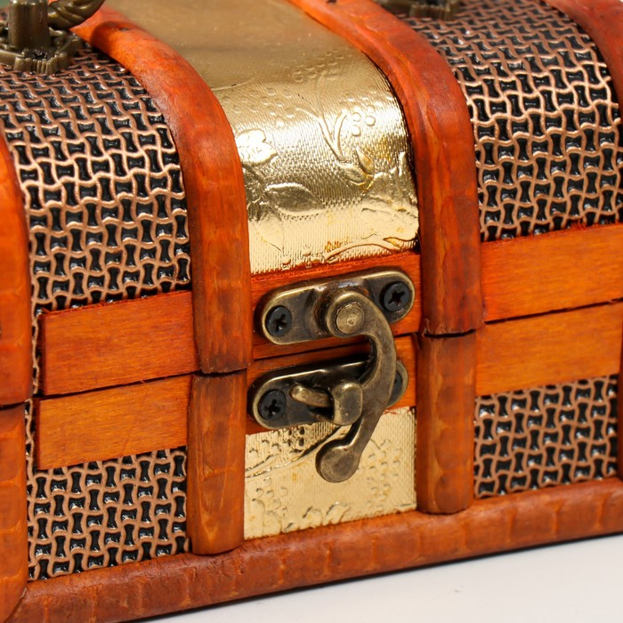 Шкатулка дерево сундучок Шкатулка дерево сундучок "Золотая сеть и штукатурка" 8,5х12х8,5 см