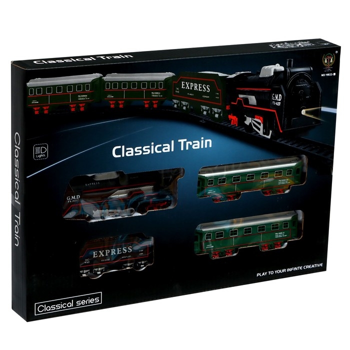 Железная дорога «Классика», работает от батареек, поезд и 4 вагона в комплекте Железная дорога «Классика», работает от батареек, поезд и 4 вагона в комплекте