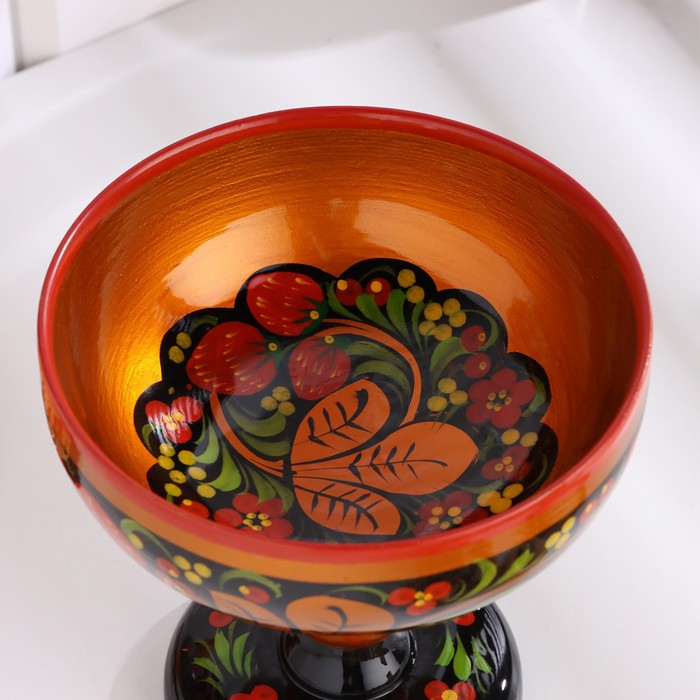 Конфетница,  14×14 см, хохлома