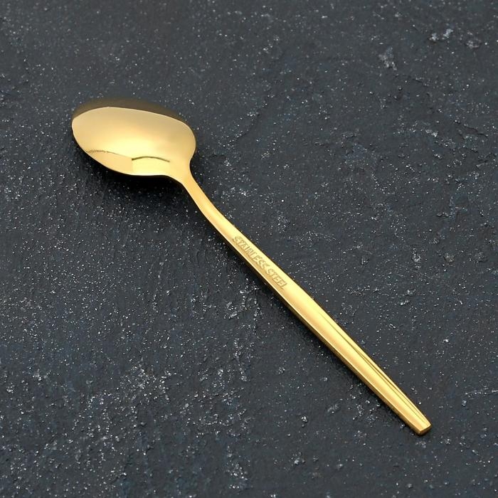 Ложка чайная из нержавеющей стали Magistro «Блинк», длина 14,5 см, цвет золотой Ложка чайная из нержавеющей стали Magistro «Блинк», длина 14,5 см, цвет золотой