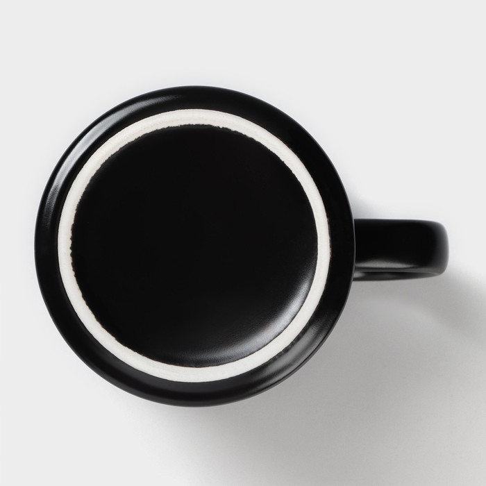 Кружка керамическая с ложкой «Чёрный мрамор», 350 мл, цвет чёрный Кружка керамическая с ложкой «Чёрный мрамор», 350 мл, цвет чёрный