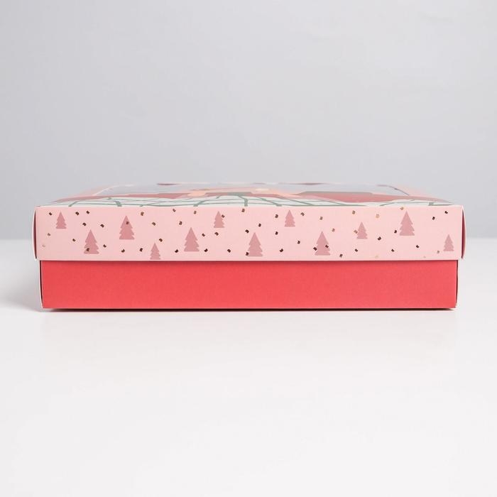 Коробка подарочная новогодняя складная «Pink mood», 23.5 х 20.5 х 5.5 см, Новый год Коробка подарочная новогодняя складная «Pink mood», 23.5 х 20.5 х 5.5 см, Новый год