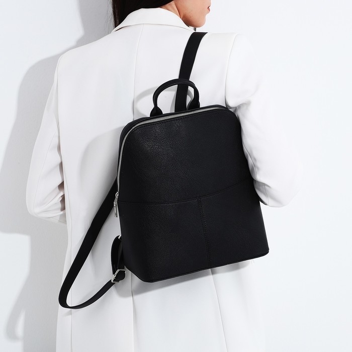 Рюкзак на молнии, «Медведково», цвет чёрный