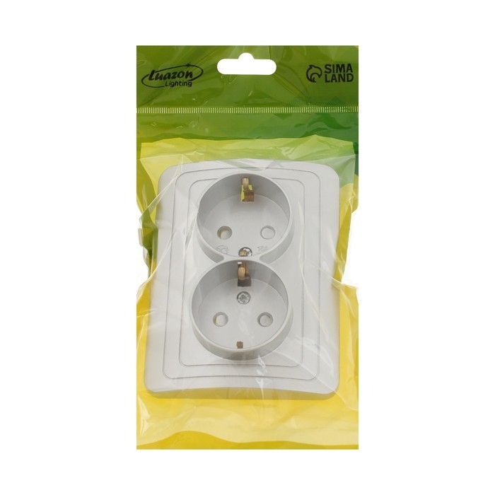 Розетка двухместная со шторкой Luazon Lighting  Розетка двухместная со шторкой Luazon Lighting "Орион", 16 А, скрытая, с з/к, серебристая