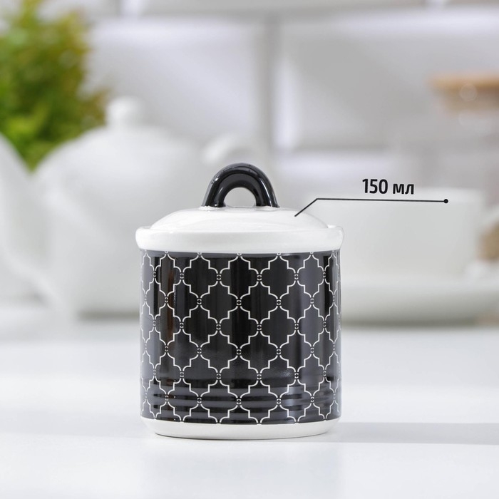 Сахарница с крышкой Доляна «Марокко», 150 мл, цвет чёрный Сахарница с крышкой Доляна «Марокко», 150 мл, цвет чёрный