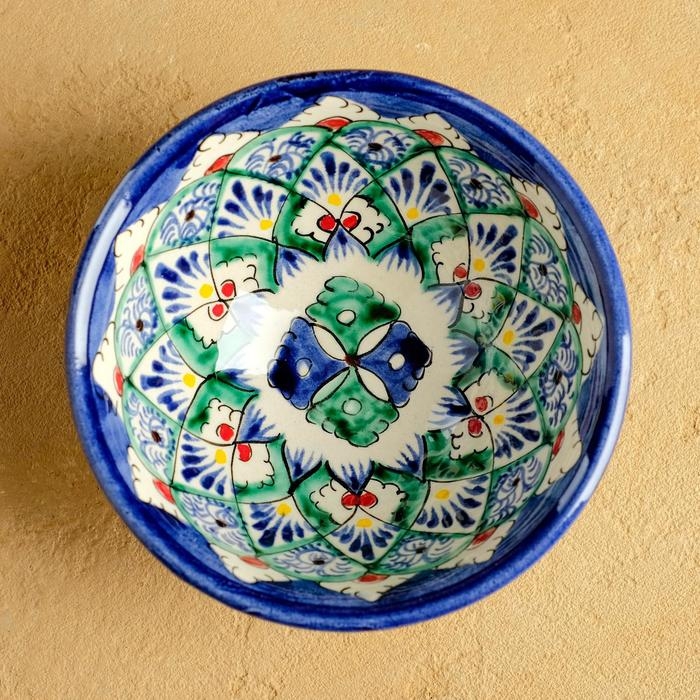 Пиала чайная Риштанская керамика  Пиала чайная Риштанская керамика "Узоры" большая, 11 см, микс