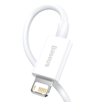 Кабель Baseus, Lightning - USB, 2.4 А, TPE оплётка, 1 м, белый