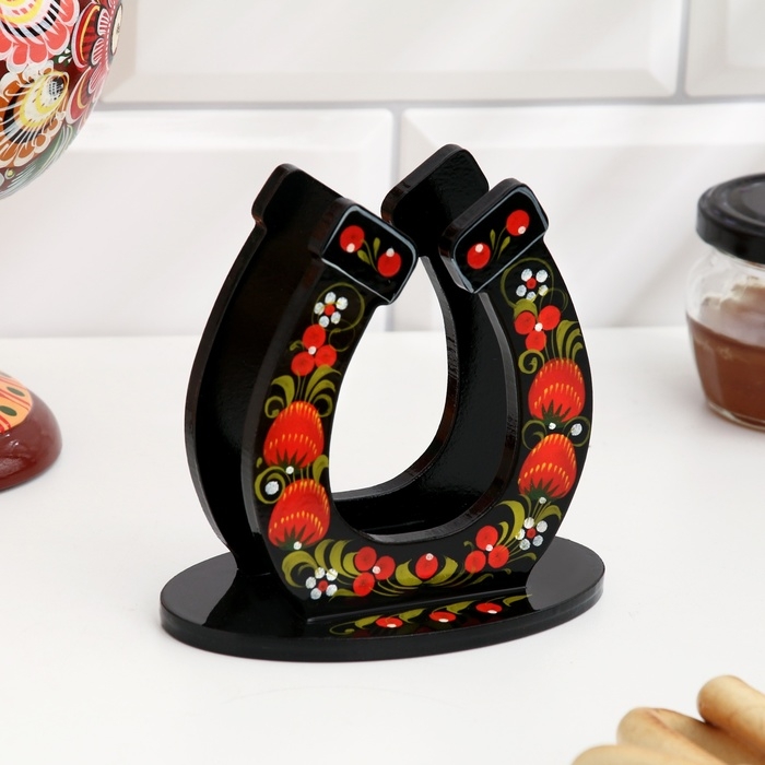Салфетница «Подкова», 7 х 12 см, хохлома Салфетница «Подкова», 7 х 12 см, хохлома