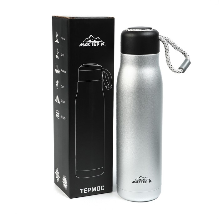 Термос, 600 мл, Тraveller  Термос, 600 мл, Тraveller "Мастер К.", сохраняет тепло 10 ч, 26 х 7 см, хром