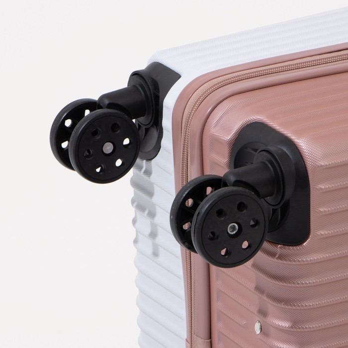 Чемодан большой 85 л (L), отдел на молнии, кодовый замок, цвет белый/розовый Чемодан большой 85 л (L), отдел на молнии, кодовый замок, цвет белый/розовый