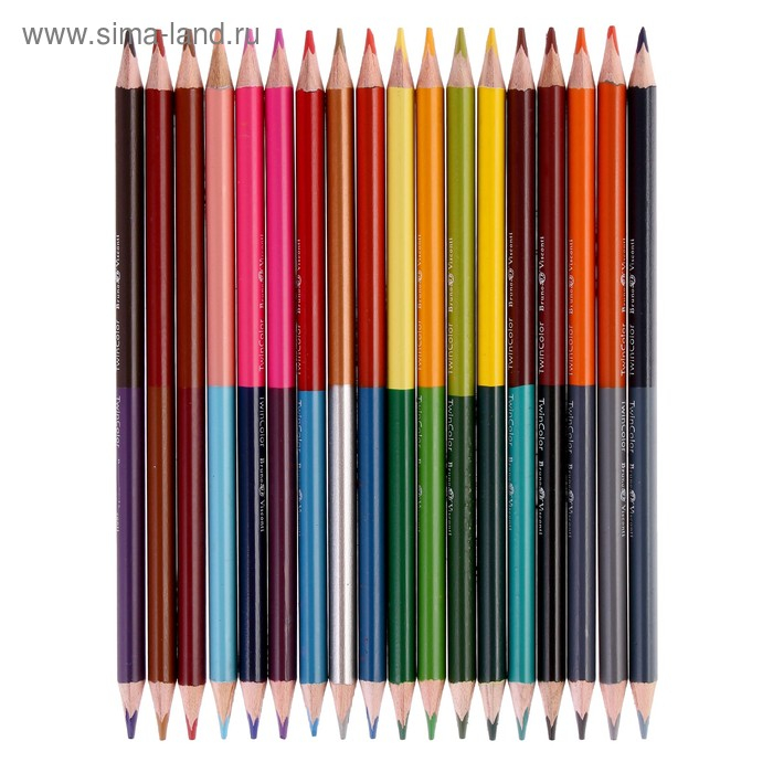 Карандаши цветные 36 цветов 18 штук Twincolor Happy, МИКС Карандаши цветные 36 цветов 18 штук Twincolor Happy, МИКС