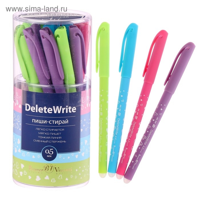 Ручка гелевая со стираемыми чернилами DeleteWrite Art «Сердечки», узел 0.5 мм, синие чернила, матовый корпус Silk Touch, МИКС Ручка гелевая со стираемыми чернилами DeleteWrite Art «Сердечки», узел 0.5 мм, синие чернила, матовый корпус Silk Touch, МИКС