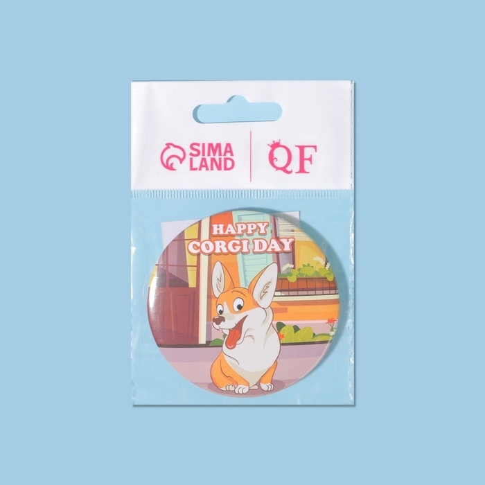 Зеркало карманное «Корги», d = 7 см, разноцветное Зеркало карманное «Корги», d = 7 см, разноцветное