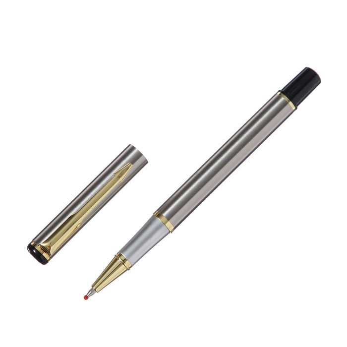 Ручка подарочная роллер в кожзам футляре, корпус серебро,золото Ручка подарочная роллер в кожзам футляре, корпус серебро,золото