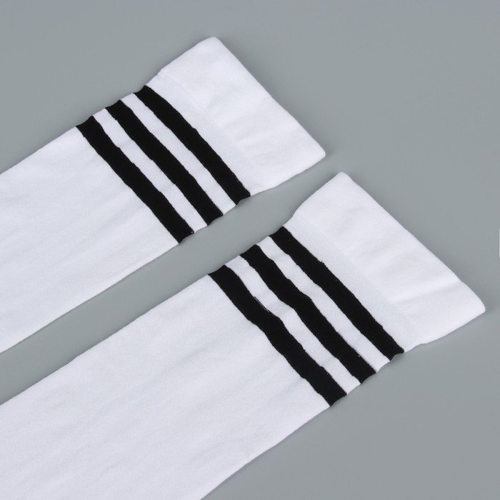 Гольфы для девочек школьные, цвет белый с полосками Гольфы для девочек школьные, цвет белый с полосками