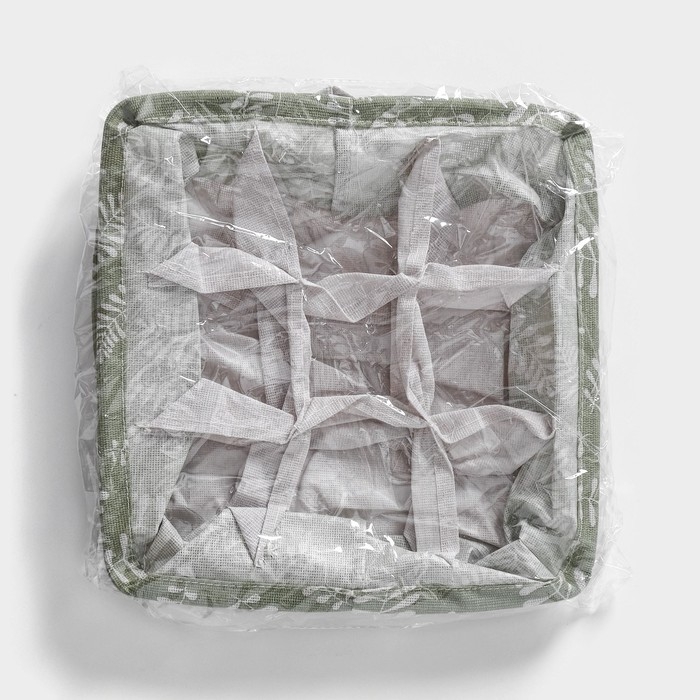 Органайзер для хранения белья Доляна Leaves, 9 ячеек, 28×28×11 см, цвет зелёный Органайзер для хранения белья Доляна Leaves, 9 ячеек, 28×28×11 см, цвет зелёный
