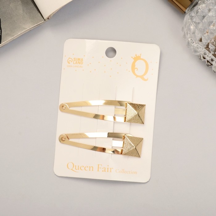 Невидимка для волос  Невидимка для волос "Аманда" (набор 2 шт) куб, 6,5 см, золото