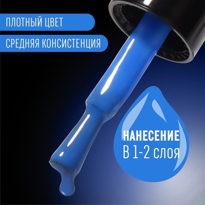 Гель лак для ногтей «GLOW IN THE DARK», 3-х фазный, 8 мл, LED/UV, люминесцентный, цвет синий (18)