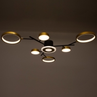 Люстра с ПДУ 2300/7GD LED 150Вт 3000-6000К золото 75х75х9 см BayerLux