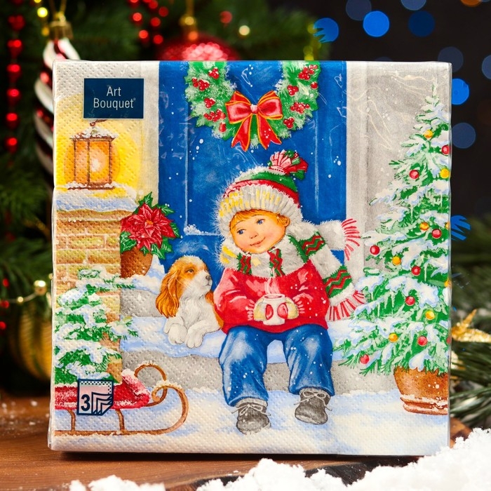 Новогодние салфетки бумажные Art Bouquet «Пришла зима», 3 слоя, 33х33, 20 шт.