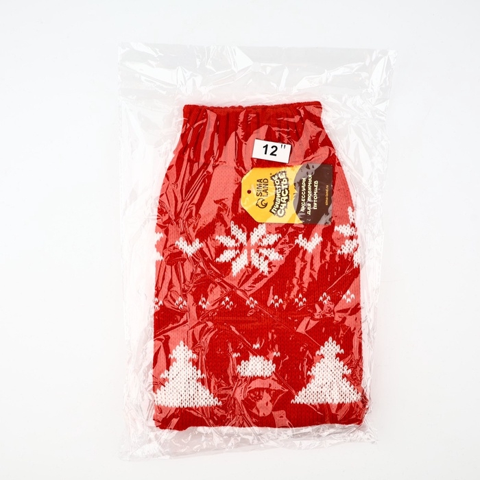 Одежда для собак. Свитер вязаный с орнаментом «Новогодний», красный, размер XL Одежда для собак. Свитер вязаный с орнаментом «Новогодний», красный, размер XL