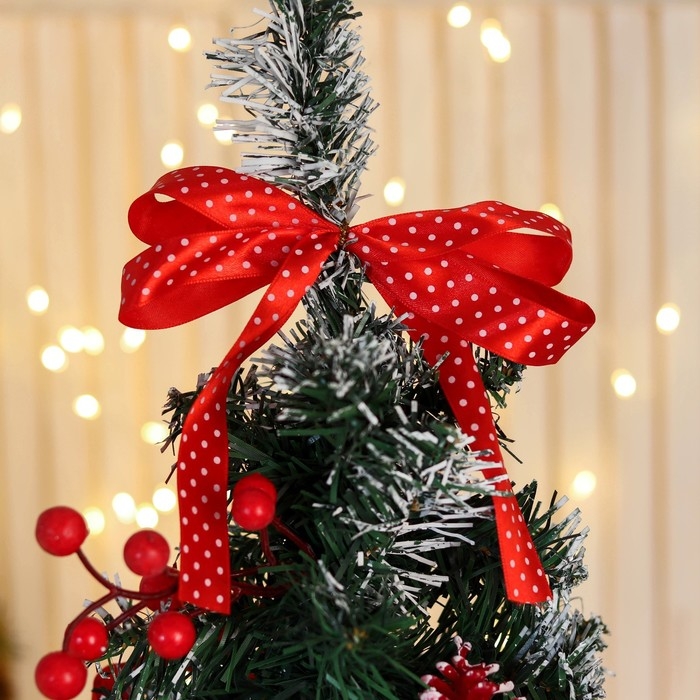 Ёлка декор Ёлка декор "Праздничная" бантик в горох, 28х58 см, красный