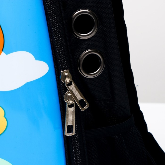 Рюкзак для переноски кошек и собак  Рюкзак для переноски кошек и собак "Лев", с окном, 32 х 25 х 42 см, голубой