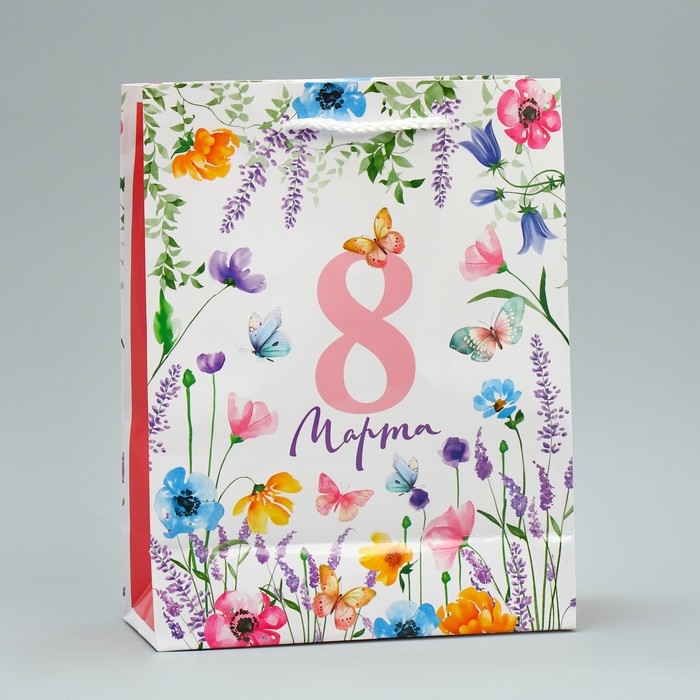 Пакет подарочный ламинированный, упаковка, «Цветы», MS 18 х 23 х 8 см Пакет подарочный ламинированный, упаковка, «Цветы», MS 18 х 23 х 8 см