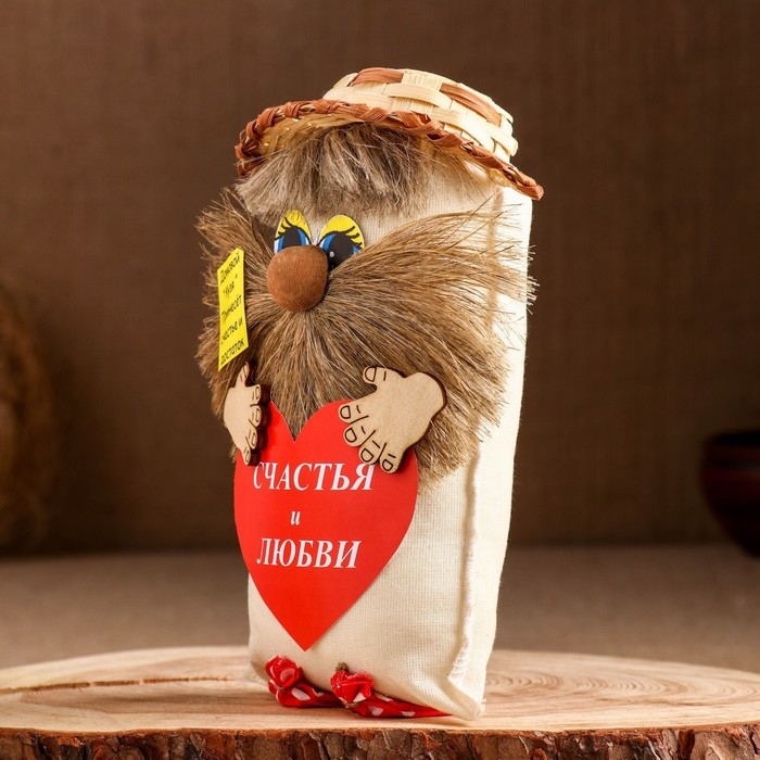 Оберег Оберег "Домовой полушляпе Счастья и Любви", лён, 20-21 см