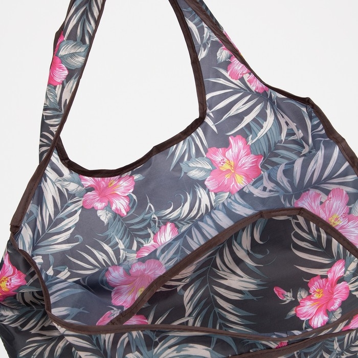 Сумка хозяйственная без застежки, складная, цвет чёрный/розовый Сумка хозяйственная без застежки, складная, цвет чёрный/розовый