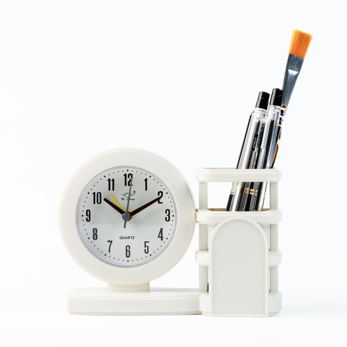 Часы настольные - органайзер для канцелярии Часы настольные - органайзер для канцелярии "Минима", циферблат d-10 см, 15 х 5 х 11 см