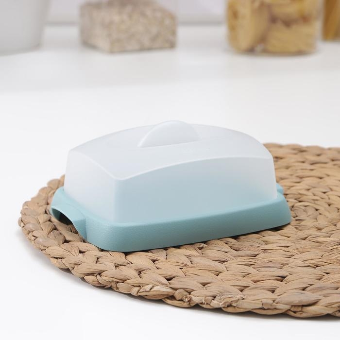 Маслёнка «Таира», пластиковая, 16,5×12 см, цвет бирюзовый Маслёнка «Таира», пластиковая, 16,5×12 см, цвет бирюзовый