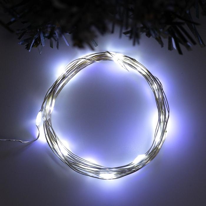 Гирлянда «Нить» 2 м роса, IP20, серебристая нить, 20 LED, свечение белое, USB Гирлянда «Нить» 2 м роса, IP20, серебристая нить, 20 LED, свечение белое, USB