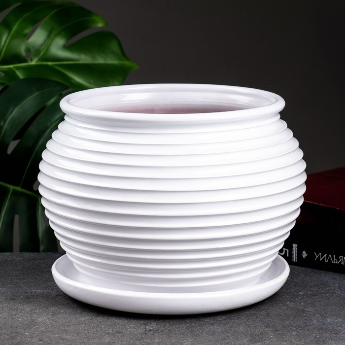 Горшок цветочный Горшок цветочный "Сатурн" белый, 4л