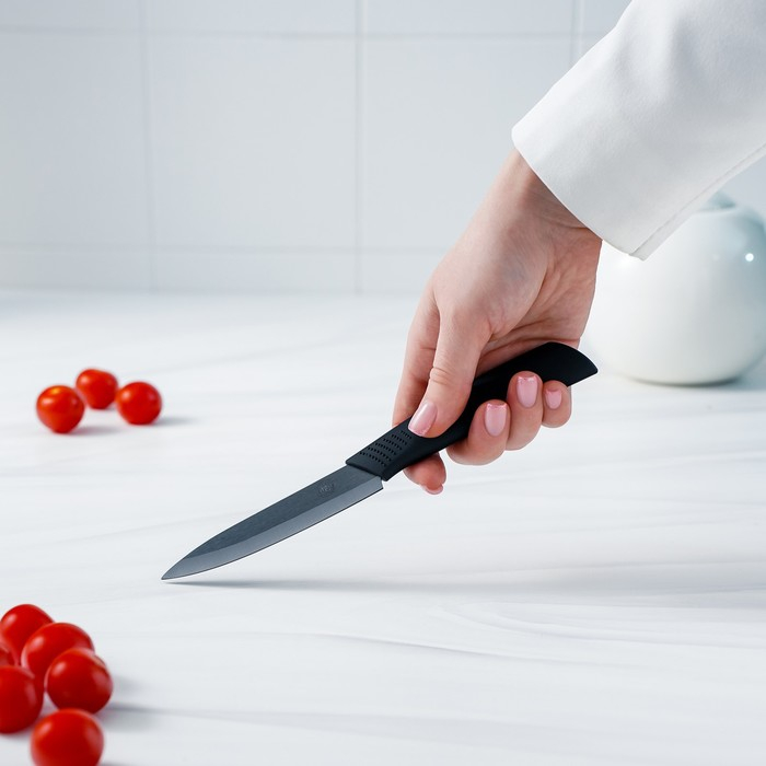 Нож кухонный керамический Magistro Black, лезвие 9,5 см, ручка soft-touch, цвет чёрный