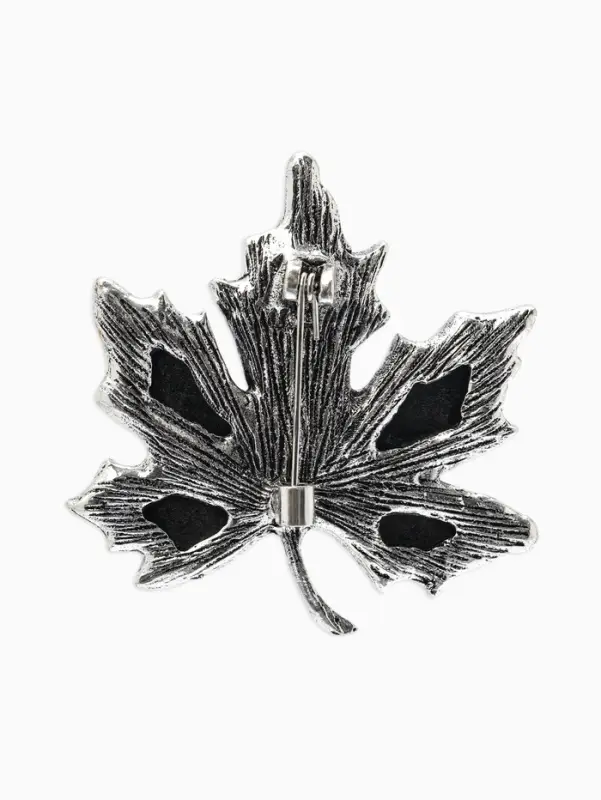 Брошь-кулон &laquo;Галиотис. Лист клёна&raquo;, зелёная в чернёном серебре