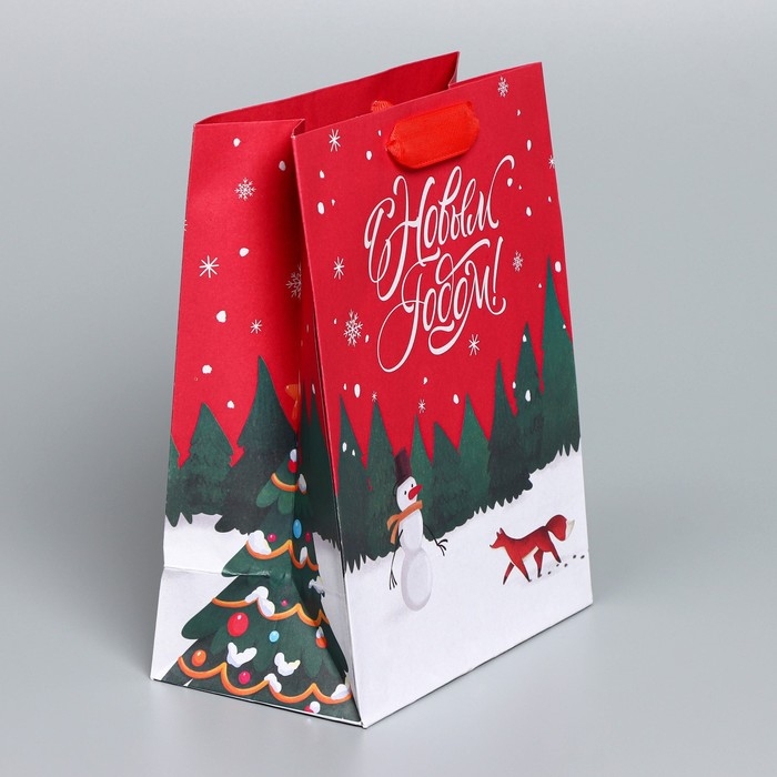 Пакет подарочный новогодний крафтовый вертикальный «New», MS 18 х 23 х 10 см, Новый год Пакет подарочный новогодний крафтовый вертикальный «New», MS 18 х 23 х 10 см, Новый год