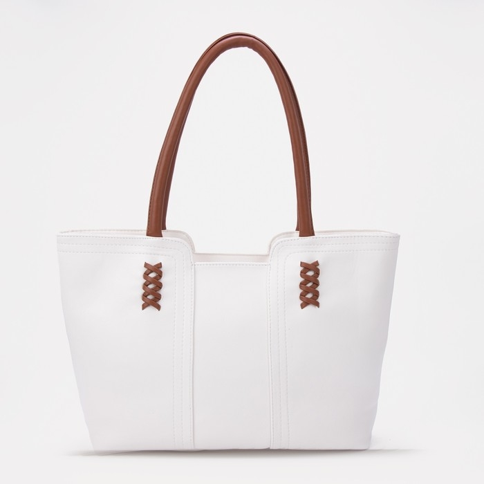 Сумка-шопер женская на молнии, цвет белый