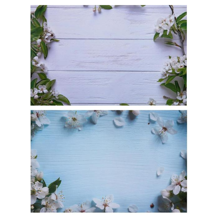 Фотофон двусторонний бумага 300 гр Фотофон двусторонний бумага 300 гр "Яблочный цвет на голубом и белом" 57х87 см