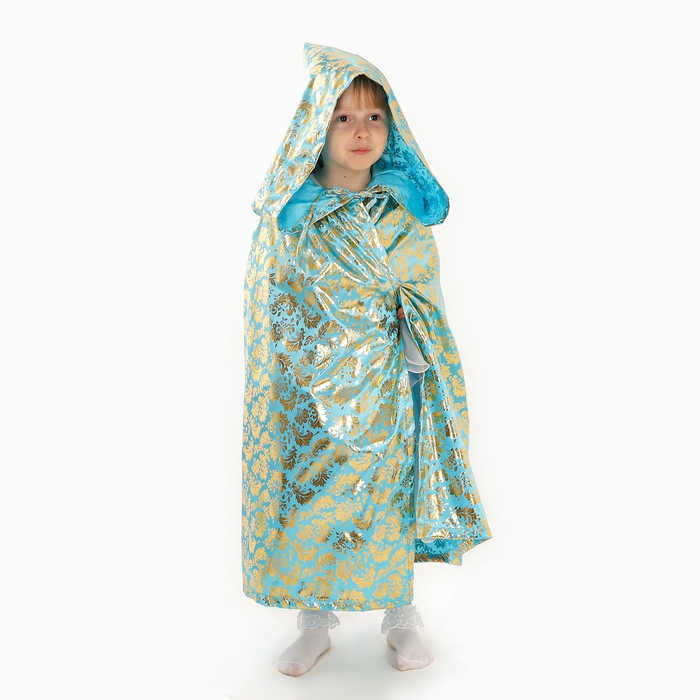 Карнавальный плащ детский,атлас,цвет золотой узор на голубом, длина 100см Карнавальный плащ детский,атлас,цвет золотой узор на голубом, длина 100см