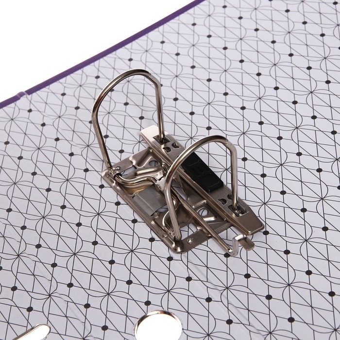 Папка-регистратор А4, 75 мм, Calligrata, ПВХ, тиснение Папка-регистратор А4, 75 мм, Calligrata, ПВХ, тиснение "лен", металлическая окантовка, карман на корешок, собранная, фиолетовая, микс