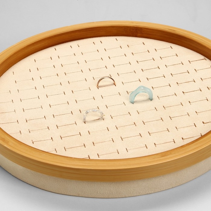 Подставка под кольца &laquo;Стиль&raquo; 89 мест, круг, дерево, 30&times;30&times;5 см, цвет бежевый